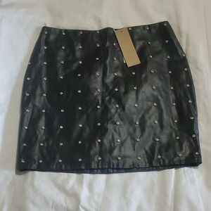 DO+BE Black Studded Skirt fake Leather